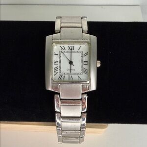Silver Quartz Watch with Roman Numerals